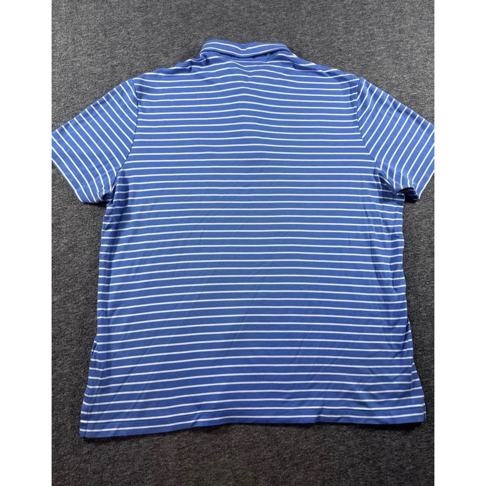 Polo Ralph Lauren Mens Large Blue White Striped Short Sleeve Cotton Polo Shirt